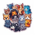 Illustration of Pets Suitable for Stickers. Generative AI