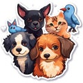 Illustration of Pets Suitable for Stickers. Generative AI