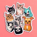 Illustration of Pets Suitable for Stickers. Generative AI