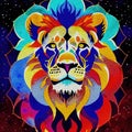 Phantasmal iridescent lion head portrait Royalty Free Stock Photo