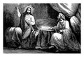 Jesus Teaches Nicodemus vintage illustration