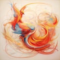 illustration of a Phoenix, Fire, Firebird, mythical creature. Generative AI Royalty Free Stock Photo