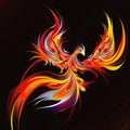 illustration of a Phoenix, Fire, Firebird, mythical creature. Generative AI Royalty Free Stock Photo