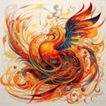 illustration of a Phoenix, Fire, Firebird, mythical creature. Generative AI Royalty Free Stock Photo