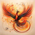 illustration of a Phoenix, Fire, Firebird, mythical creature. Generative AI Royalty Free Stock Photo