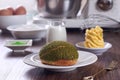 Green tea soes pastry in the table