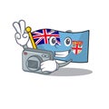 Illustration photographer flag fiji with character cute