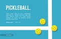 Illustration of pickleball court and balls