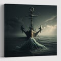 illustration anchor on the sea black and white. poster banner advertising.