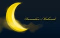 illustration of the picture of the bright moon with the writing of Ramadan Kareem