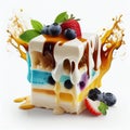 Illustration piece of cake sweet dessert on white background Created with Generative AI technology