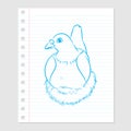 Illustration of Pigeon Cartoon on paper sheet -Vector illustration