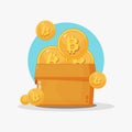 Illustration of a pile of bitcoins in a box