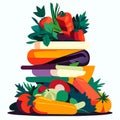 Illustration of a pile of fresh vegetables. Vector illustration in flat style AI Generated