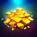 Illustration of a pile of gold bars on a dark blue background AI generated Royalty Free Stock Photo