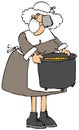 Pilgrim woman carrying a large pot Royalty Free Stock Photo