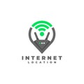 Illustration of a pin location symbol with a wifi router inside, good for any business related to wifi or internet
