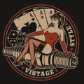 Illustration with pin-up girl on a spark plug