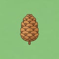 Illustration of a pine cone centered on a light green background Royalty Free Stock Photo