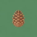 Illustration of a pine cone centered on a plain green background Royalty Free Stock Photo