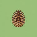 Illustration of a pine cone centered on a plain light green backgroun Royalty Free Stock Photo