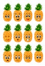 Pineapple with different emoticons