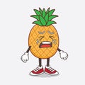 Pineapple Fruit cartoon mascot character with crying expression