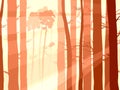 Illustration of pinewood forest with sun rays. Royalty Free Stock Photo