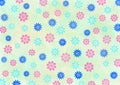 Blue and Pink Flowers Pattern in Light Yellow Background Royalty Free Stock Photo