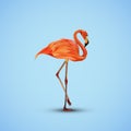 Illustration of a pink flamingo in low-polygonal style