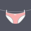 Illustration of pink panties hanging on a rope