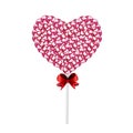 Illustration of pink and white lolipop heart made of swee