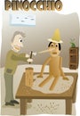 Illustration of Pinocchio and Geppetto Royalty Free Stock Photo