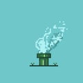 illustration of a pipe emitting smoke in the form of pixel art