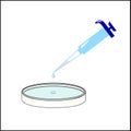 Illustration of a pipette and a petri dish