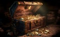 Illustration of a pirate\'s treasure chest, Generative AI