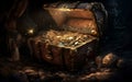 Illustration of a pirate\'s treasure chest, Generative AI