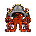 The pirates octopus has only one eye and his color is red with has many tentacle