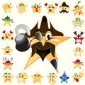 Pirates Star Emoji. Yellow combine color Royalty Free Stock Photo