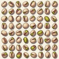 Are slightly open, revealing the colorful insides. The pistachios are Royalty Free Stock Photo