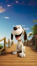 Illustration Pixar of a Dog exploring.