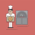 Illustration of pizza shop Italian