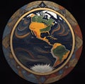 Illustration of the planet Earth in the style of stained glass.