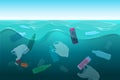 Illustration of plastic pollution in the sea