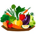 Illustration of a plate full of fresh vegetables on a white background generative AI
