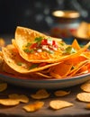 Illustration of a plate of nachos, prepared in the typical style of Mexican cuisine Royalty Free Stock Photo