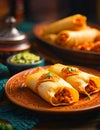 Illustration of a plate of two tamales on a table, prepared in the typical style of Mexican cuisine Royalty Free Stock Photo