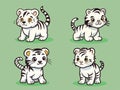 Illustration of Playful Cartoon White Tiger