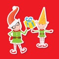 Illustration of the playful Santa elves