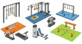 Illustration of a playground featuring various exercise stations. Royalty Free Stock Photo